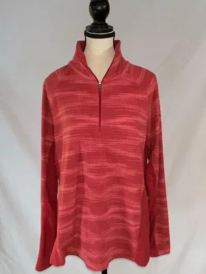 Columbia • Fleece Pink Striped 1/4 Zip Sweater • Women’s size XL • Warm & Cozy thumbnail 1
