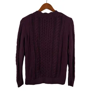 Banana Republic Sweater Womens M Purple Cable Knit Crew Neck Pullover Casual thumbnail 5