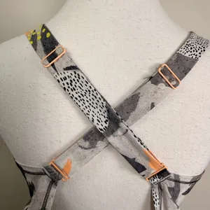 Lululemon Hotty Hot‎ Romper Abstract Orange Grey Print Adjustable Straps Size 4 thumbnail 5