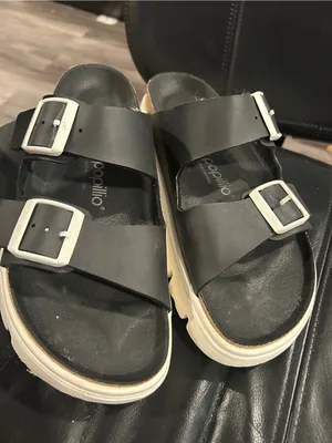 Papillio black sandals with cream platform sole Size 10 thumbnail 3