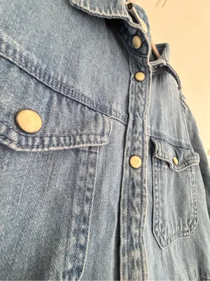NEW American Eagle Denim Babydoll Dress SMALL Long Sleeve Button Down Blue Jean thumbnail 5