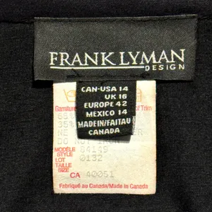 Frank Lyman Y2K Sequin Button Up Top Black Blue Stripe 14 Glam Disco Party Retro thumbnail 5