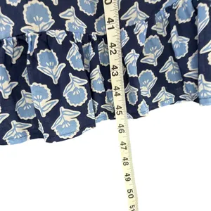 J Crew Smocked Midi Dress Women S Blue White Floral Puff Sleeves Cottage Boho thumbnail 10