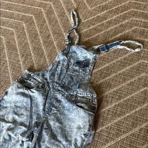 Vanilla Star Gray Acid Wash Denim Overalls thumbnail 2