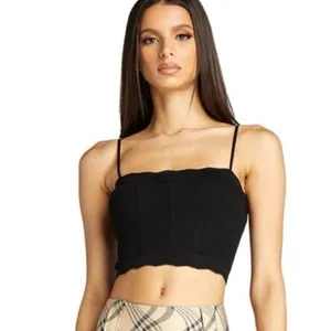 I.AM.GIA Lena Cropped Corset Cami with Lace Trim in Black Sz S NWOT thumbnail 3