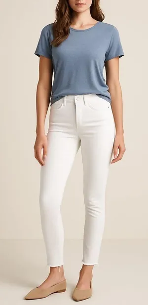 Abercrombie & Fitch Simone High Rise Ankle Jeans White Distressed Hem Size 25 0R thumbnail 1