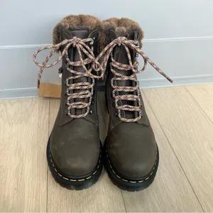 Dr. Martens 1460 Serra Collar Faux Fur Lined Lace Up Boots - Brown - Women’s 9 thumbnail 4