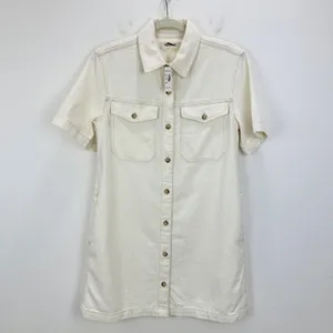 Madewell Denim Boxy Shirtdress Vintage Canvas White Relaxed Mini Small NWT thumbnail 7
