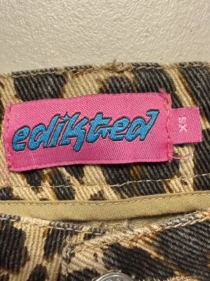 Edikted Leopard Printed Low Rise Baggy Jeans Women's XS Festival Fun Bold Trendy thumbnail 14