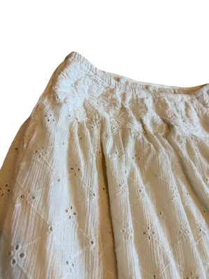 Free People Cream Eyelet Midi Skirt Strapless Dress Crocheted Trim Size Small thumbnail 10