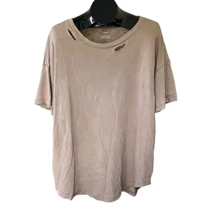 aerie Distressed oversized Crewneck Tee in Taupe Beige thumbnail 5