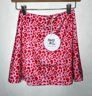 NEW Princess Polly Quinny Mini Skirt Pink Red Cheetah Mini Skirt US 0 thumbnail 1