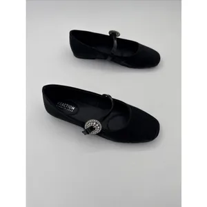 Kenneth Cole Reaction Elwood Ballet Flats Black Grid Metallic Rhinestone Sz 8 thumbnail 2