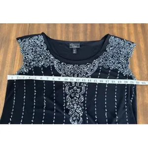 Vintage Y2K Dressbarn Collection Size 18 Black Silver Beaded Party Top USA thumbnail 8