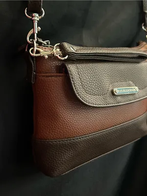Stone Mountain Accessories Brown Two-Tone Leather Crossbody Bag thumbnail 6