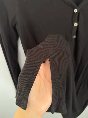 Hatch 1 Small Maternity The Softest Rib Nursing Henley black Lounge Comfy thumbnail 4