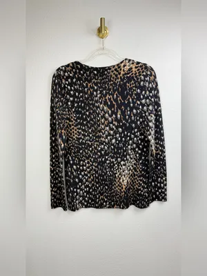Tory Burch Lightweight Button-Up Leopard Long Sleeve Cardigan Sweater Size M thumbnail 2