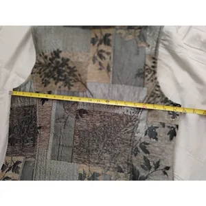 Coldwater Creek Brown Patchwork Tapestry Vest Fur Collar Size Med READ thumbnail 4