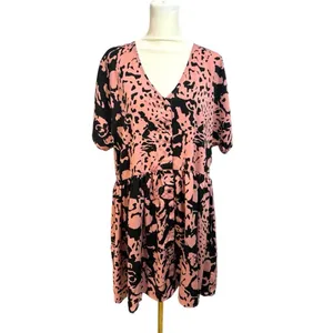 New ASOS Urban Threads Oversized Button Front Dress Women’s Sz 10 Pink Abstract thumbnail 10