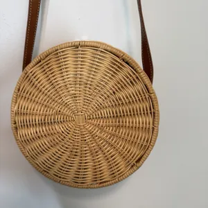 J. McLaughlin Circle Wicker Brown‎ Leather Picnic Crossbody Purse thumbnail 7
