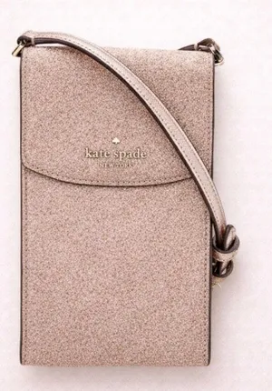 Kate Spade Tinsel Glitter Phone Crossbody Bag | Rose Gold Mini Purse NWT thumbnail 1