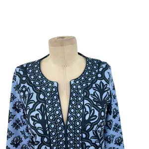 Gretchen Scott Split Neck Dress Mosaic‎ Tile Print Blue Size XS thumbnail 3