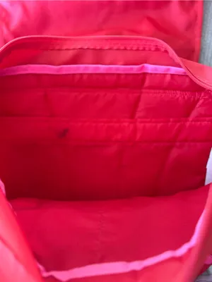 Jansport Red Oversized Messenger Bag with Pink Polka Dots thumbnail 10
