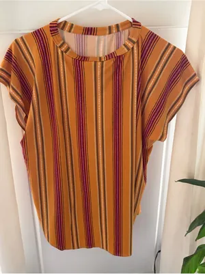 Yellow Striped Shirt No Tags Size M thumbnail 1
