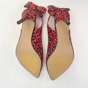 Betsey Johnson Remy Heels 7 Red Leopard Bow Pointed Toe Slingback Pumps Coquette thumbnail 8