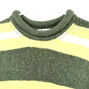 Madewell‎ size Medium striped fulton pullover sweater yellow green thumbnail 3