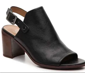 Franco Sarto Black Leather Block Heel Sandals thumbnail 1