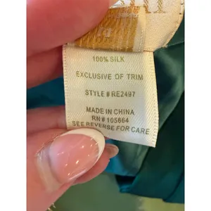 Reem by Reem Acra Silk Dress Women 14 Emerald Green Draped Tulip Wrap Cocktail thumbnail 11