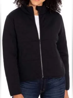 Three Dots Black Quilted Jacket with Stand-up Collar size XS thumbnail 1