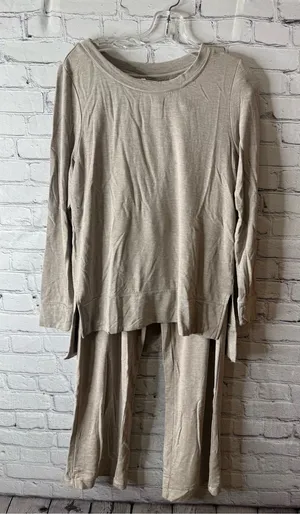 Soma Beige Crewneck Lightweight Long-Sleeve pajama set size medium thumbnail 1
