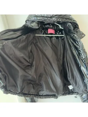 Azalea Wang Black Metallic Bomber Puffer Winter Coat Medium Jacket Shiny LIKEnew thumbnail 5