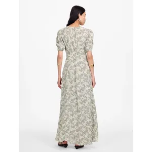 Madewell Dress Size 14 Harper Floral Ivory Puff Sleeve V Neck Midi Floral NU576 thumbnail 4