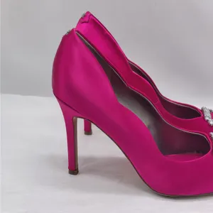 Sam Edelman Womens Pumps Sz 7.5 Pink Satin Rhinestone Heels Formal Wedding Party thumbnail 4