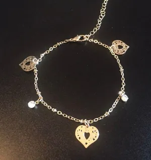Gold Heart Shaped Anklet thumbnail 1