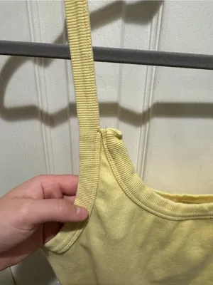 Anthropologie Pale Yellow Ribbed Tank Top thumbnail 2