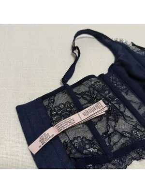 Victoria’s Secret Dream Angels Blue Embroidered Corset Look Bustier Top Sz XS thumbnail 6