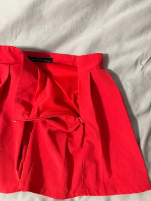 Red pleated mini skirt thumbnail 3