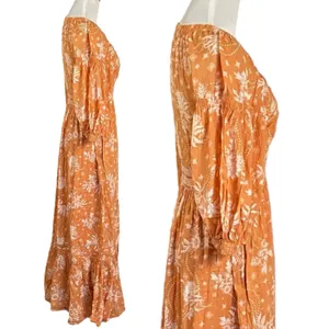 Free People Golden Hour Maxi Dress Bohemian Floral Dainty Tan Neutral Small thumbnail 10