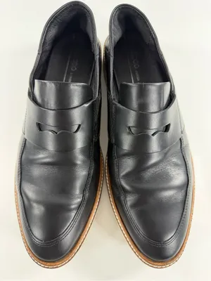 ECCO Dress Loafers‎ Women's EU 40 US 9 Black Leather Lug Sole Slip On Shoes thumbnail 5