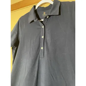 Spartina Dress L Navy Blue Cotton Polo Drop Waist Ruffle Hem Preppy Resort Golf thumbnail 4