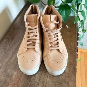 Vans Sk8-Hi Slim Zip Women 8.5‎ Veggie Tan Leather High Top Sneakers Nude Peach thumbnail 2