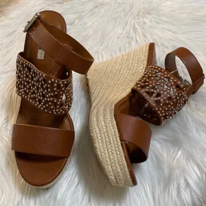 BCBGeneration Studded Perforated Platform wedge sandal thumbnail 1