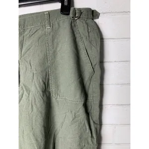 Sag Harbor Sport Capri Pants Woman Olive Green Womens 16W Linen‎ Zip Lagenlook thumbnail 5