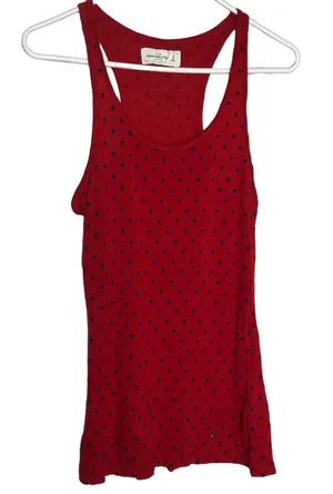 Abercrombie & Fitch Womens Red Polka Dot SleevelessTank Size M thumbnail 1