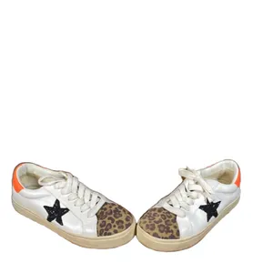Steve Madden Women’s White Leather Pursued Sneakers Leopard Cap Toe Size 7.5 thumbnail 4