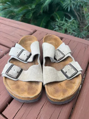 Birkenstock Arizona Soft Footbed Taupe Suede Sandals EU 37 US 6.5 $155 thumbnail 4